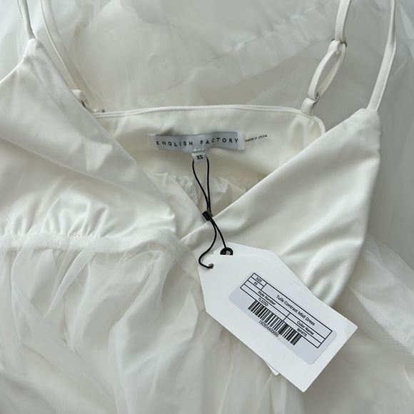 ENGLISH FACTORY WHITE TULLE MIDI DRESS SIZE XS NWT - Picture 6 of 7